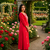 Beautiful red embroidered cotton cord set