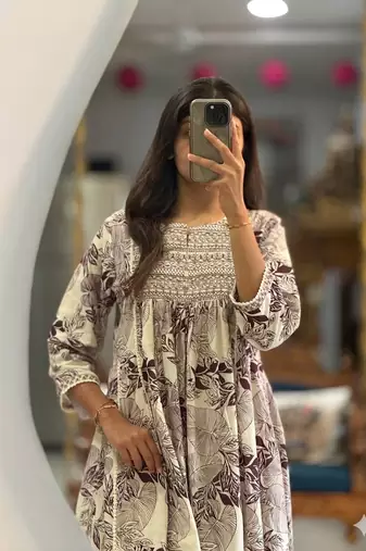 Beautiful purple printed cotton cord set