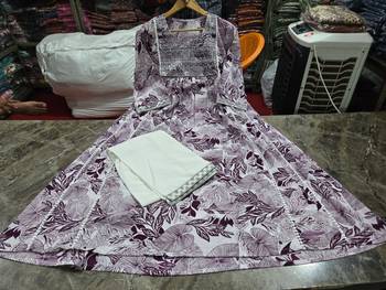 Beautiful purple printed cotton cord set 5