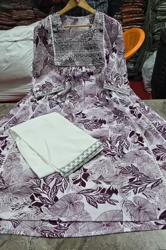Beautiful purple printed cotton cord set