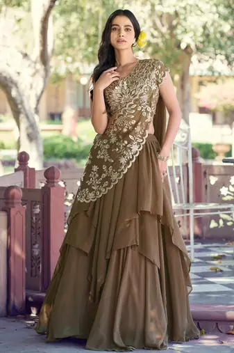 Elegant Marble Fabric Lehenga Choli Featuring Exquisite Sequins & Thread Work
