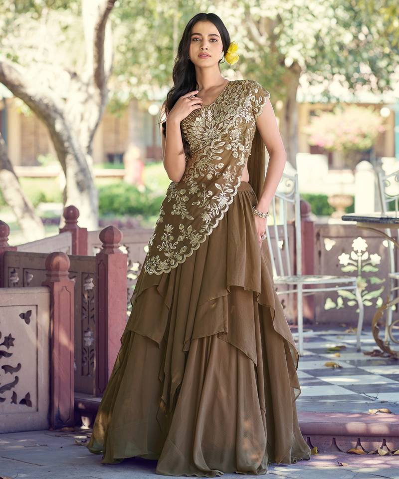 Elegant Marble Fabric Lehenga Choli Featuring Exquisite Sequins & Thread Work