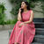 Premium pink printed jaipuri cotton skirt and top set with beautiful button
