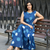 Premium blue printed jaipuri cotton skirt and top set with beautiful button