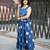 Premium blue printed jaipuri cotton skirt and top set with beautiful button