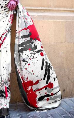 Multicolor floral print printed party-wear-sarees 2