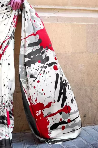 Multicolor floral print printed party-wear-sarees