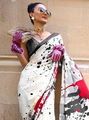 Multicolor floral print printed party-wear-sarees 3