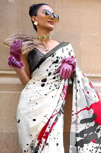 Multicolor floral print printed party-wear-sarees