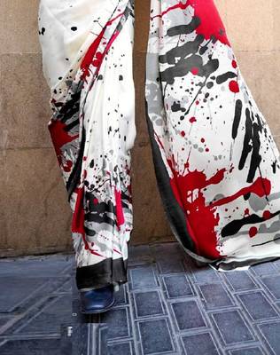Multicolor floral print printed party-wear-sarees 4