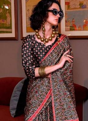 Multicolor faux crepe printed patola-saris 3