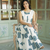 Premium printed jaipuri white cotton skirt and top set with beautiful button