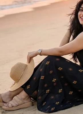Premium printed jaipuri black cotton skirt and top set with beautiful button 2
