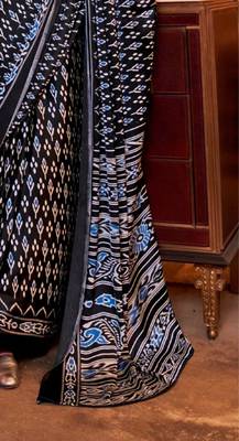 Black satin poly silk printed patola-saris 4