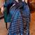 Blue satin poly silk printed patola-saris