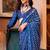 Blue satin poly silk printed patola-saris