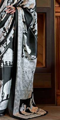 Black satin poly silk printed satin-sarees 4