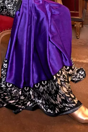 Black satin poly silk printed party-wear-sarees