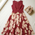 Premium printed jaipuri red cotton skirt and top set with beautiful button