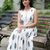 Premium white printed leaf jaipuri cotton skirt and top set with beautiful button