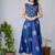 Premium blue printed leaf jaipuri cotton skirt and top set with beautiful button