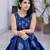 Premium blue printed leaf jaipuri cotton skirt and top set with beautiful button