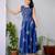 Premium blue printed leaf jaipuri cotton skirt and top set with beautiful button