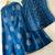 Premium blue printed leaf jaipuri cotton skirt and top set with beautiful button