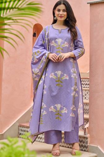 Women's Floral Printed Kurta Pant Dupatta Set | Elegant Ethnic Wear Suit Set