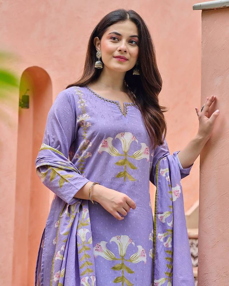 Women's Floral Printed Kurta Pant Dupatta Set | Elegant Ethnic Wear Suit Set