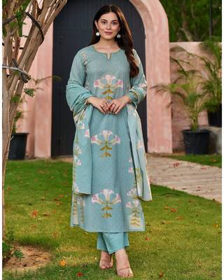 Women's Floral Printed Kurta Pant Dupatta Set | Elegant Ethnic Wear Suit Set 1