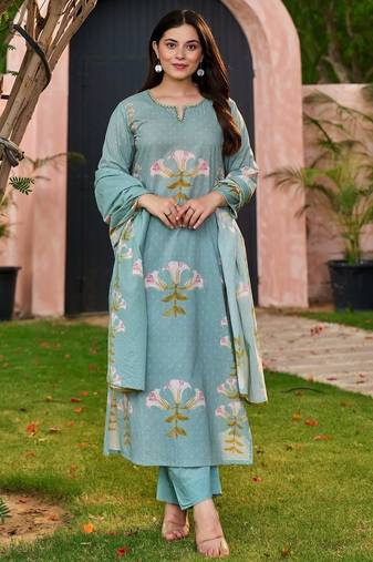 Women's Floral Printed Kurta Pant Dupatta Set | Elegant Ethnic Wear Suit Set