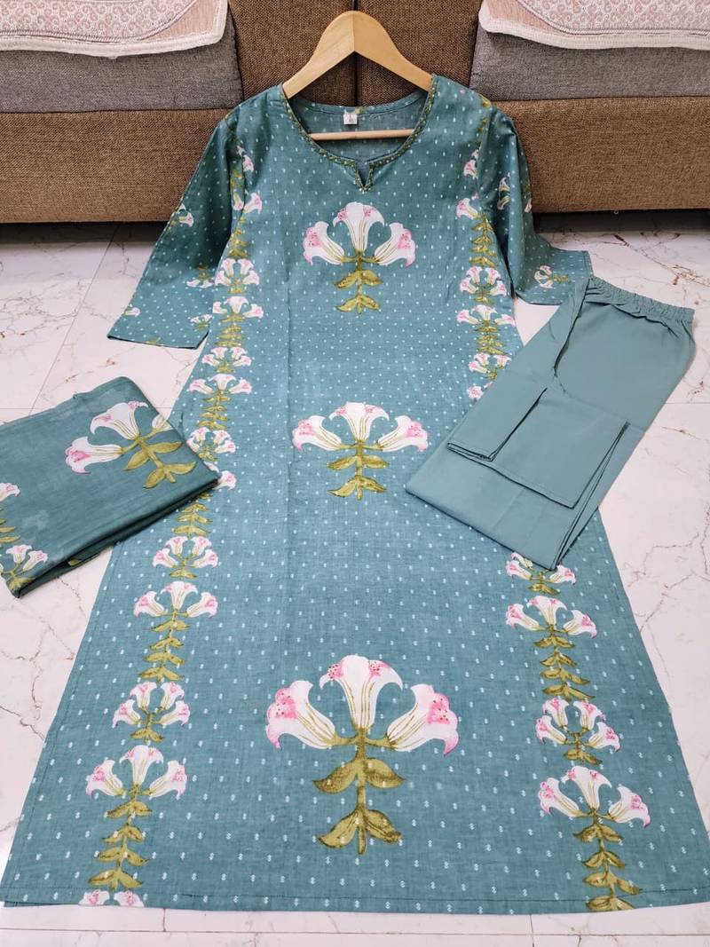 Women's Floral Printed Kurta Pant Dupatta Set | Elegant Ethnic Wear Suit Set
