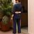 Women's Navy Blue Embroidered Shirt Palazzo Co-Ord Set | Premium Ethnic Fusion Wear
