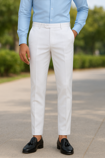 White regular fit trousers