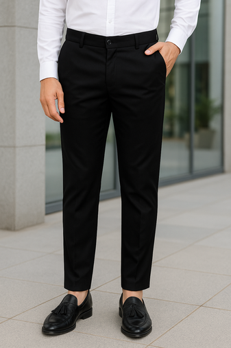 Black regular work wear trousers