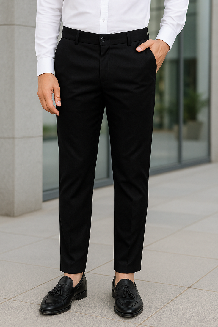 Black regular work wear trousers