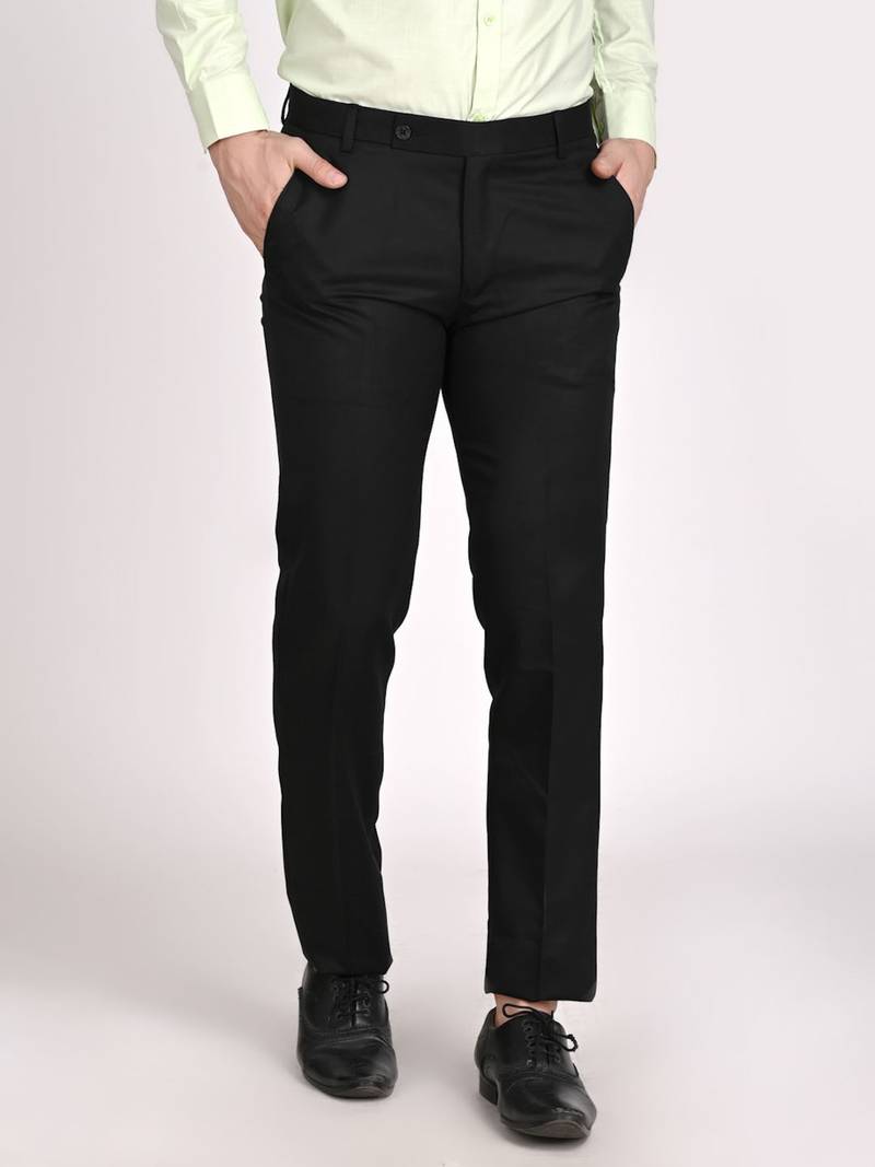 Black regular work wear trousers