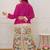 Women's Fuchsia Pink Shirt with Printed Palazzo Co-Ord Set | Boho Chic Casual Wear