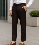 Brown solid trousers for men