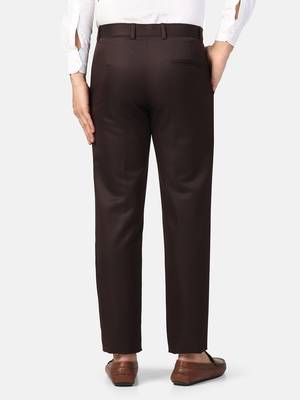 Brown solid trousers for men 2