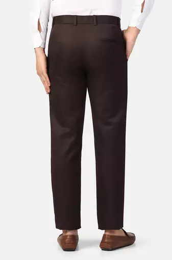 Brown solid trousers for men