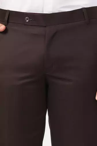 Brown solid trousers for men