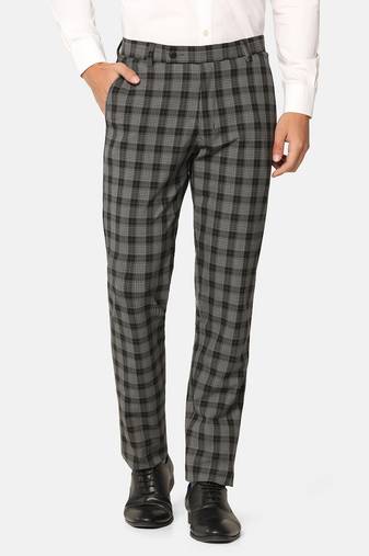 Black checkered formal trousers