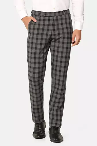 Black checkered formal trousers
