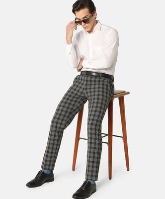 Black checkered formal trousers 5