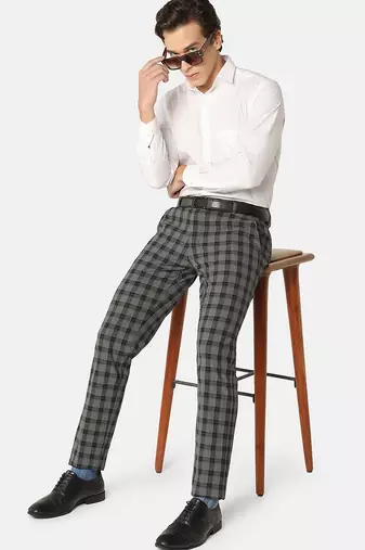Black checkered formal trousers