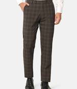 Brown checkered formal trousers