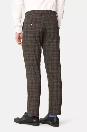 Brown checkered formal trousers