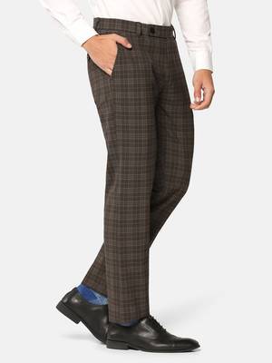 Brown checkered formal trousers 3